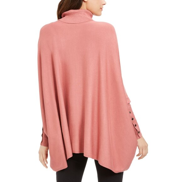 NWT Alfani Womens Size Medium Mocha Brown Turtleneck Poncho Knit Sweater NEW - Picture 4 of 4